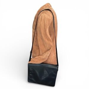 Wilsons Leather Black Laptop Organizer Messenger Bag Buttery Soft